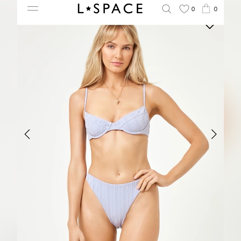 L*Space Missy demi-style bralette top Leilani high leg bikini bottom SET NEW L